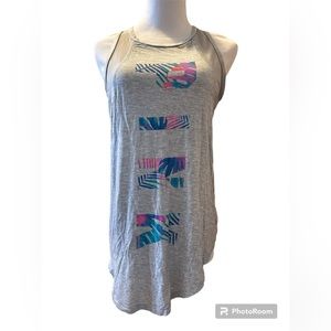 Victoria's Secret PINK Super Soft Mesh Tank Top Shirt Workout Tropical Neon Palm